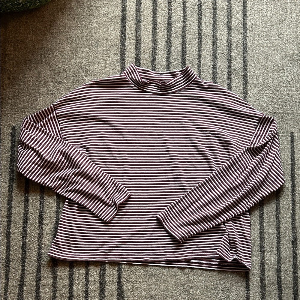 Everlane Striped Long Sleeve Mockneck Top